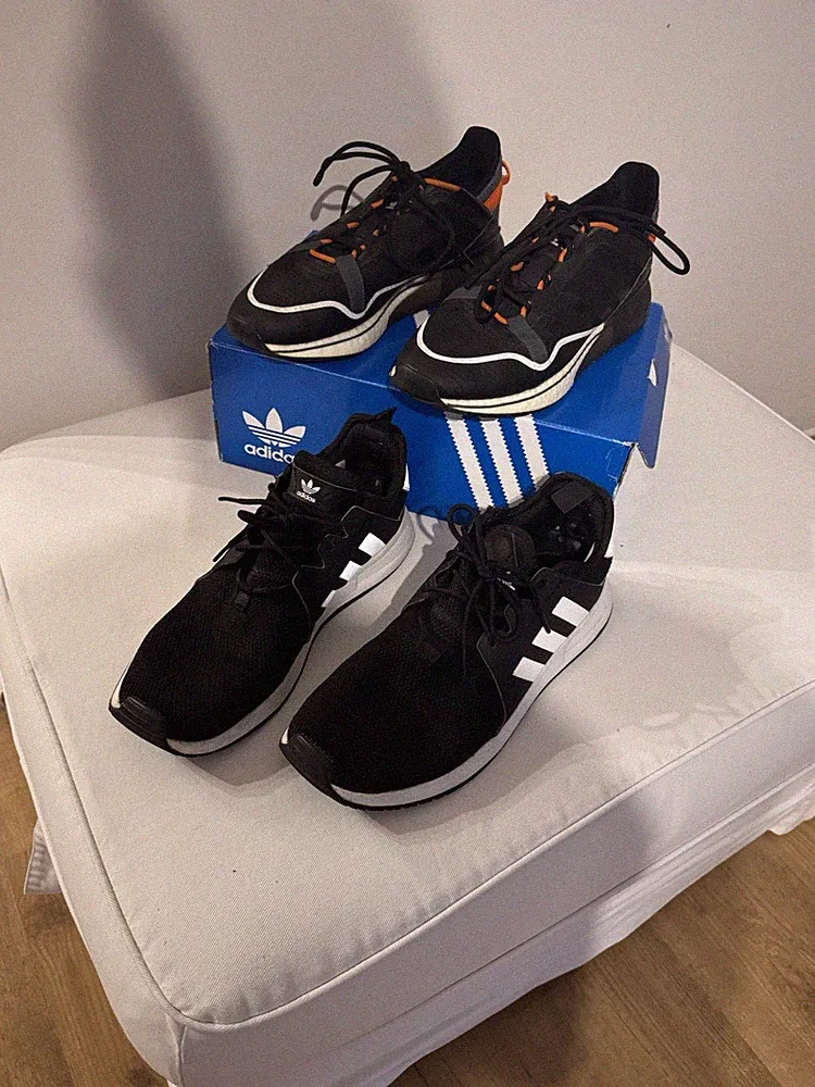 2 Paar Sportschuhe Sneaker/Laufschuhe – Adidas Schwarz/Orange – Größe 44 2/3
