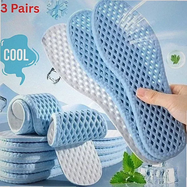 3 Paar kühlende Schuheinlagen Memory Foam atmungsaktiv Sport Laufen Herren Damen UK