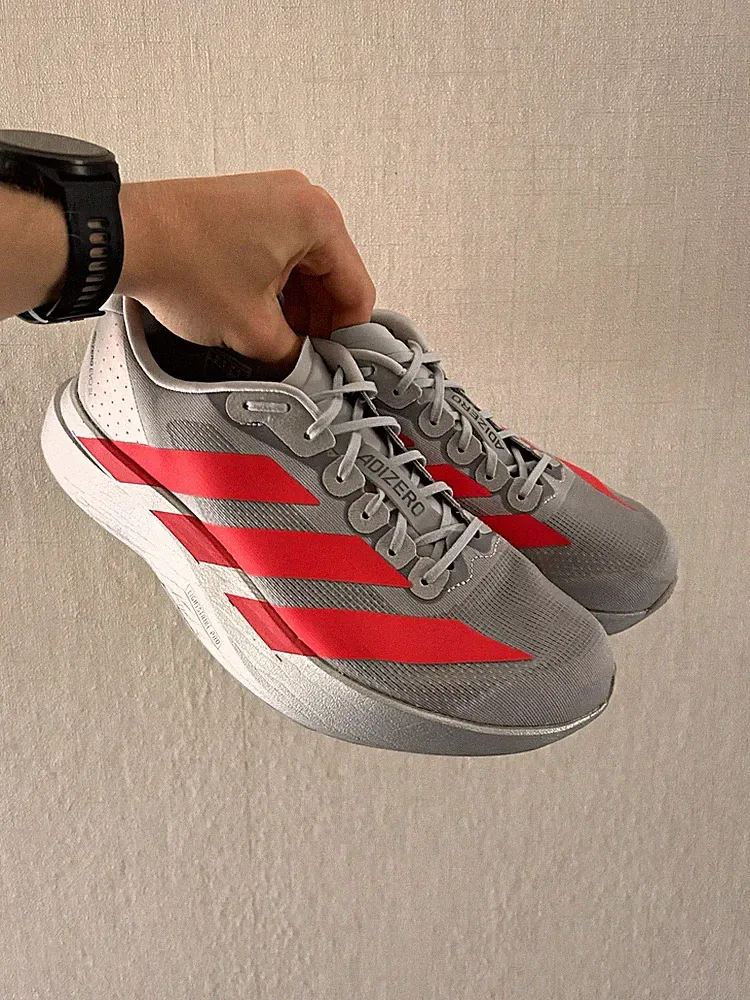 adidas Adizero Evo SL Herren Laufschuhe Grau/Rot EU 45 1/3 KI3381