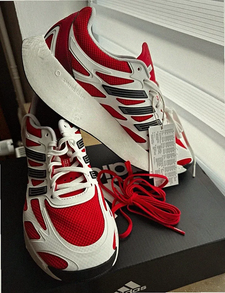 adidas Adizero Herren Laufschuhe Sneaker Low Top Schnürung Rot/Weiß/Schwarz Gr44