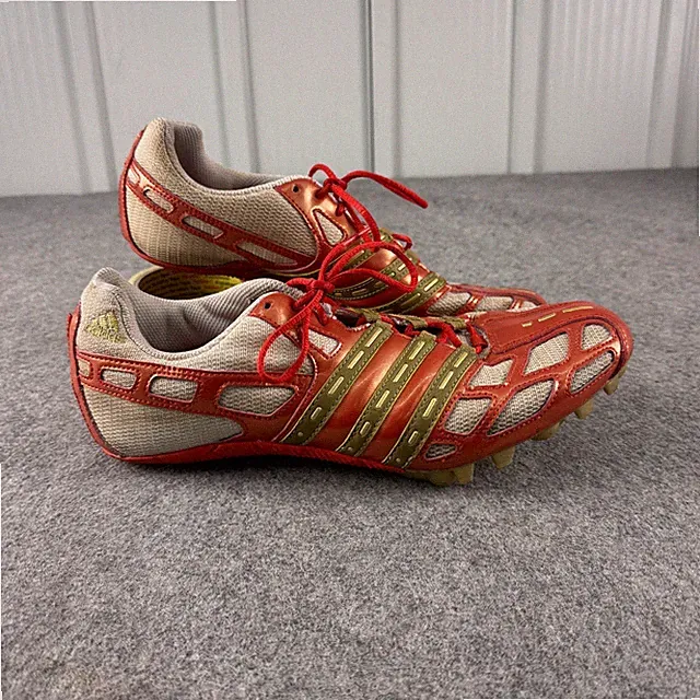 Adidas Adizero Track Running Spikes Herren UK 10,5 Rot Gold Sprint Rennschuhe