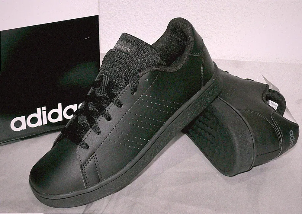 Adidas EF0212 Advantage K Tennis Sport Lauf Running Leder Schuhe 39 40 Schwarz