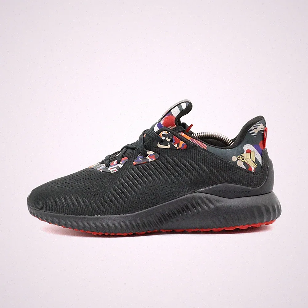 adidas Herren Alphabounce Laufschuhe schwarz/bunt Mesh Low-Top Sneaker EU 42