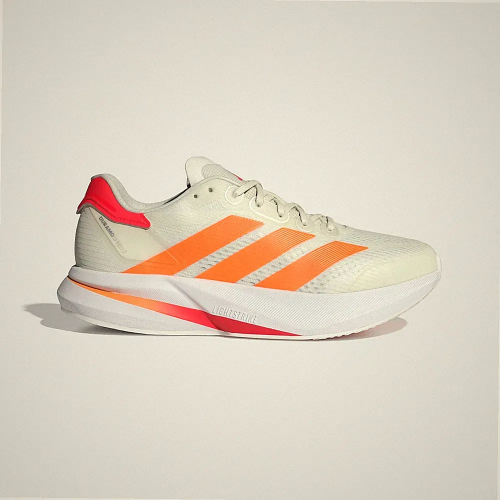 Adidas Herren Duramo Speed 2 Laufschuhe in Off White/Lucid Orange/Lucid Red