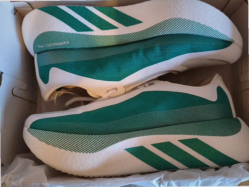 adidas Hyperboost Edge M Herren Laufschuhe Weiß/Grün EU 42 2/3 leicht