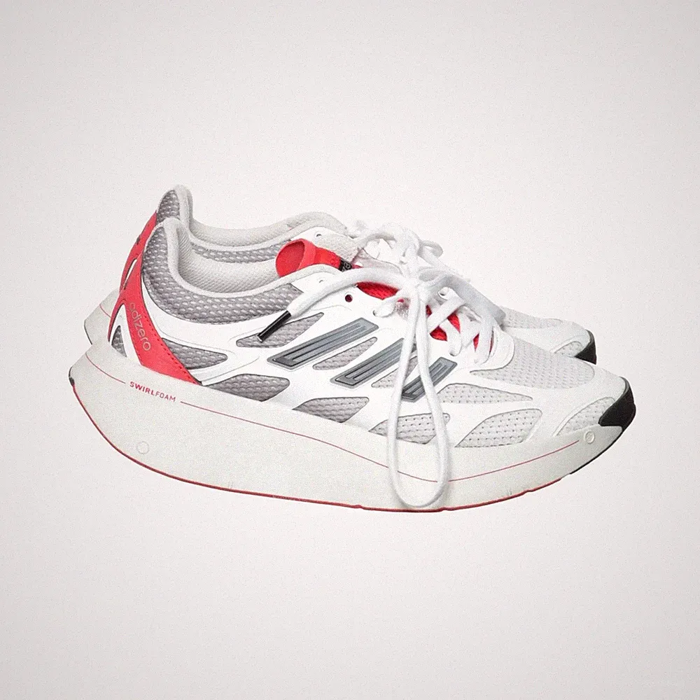Adidas, Laufschuhe, Größe: 38 1/2, model: adizero, Weiß/Grau/Rot #DMo
