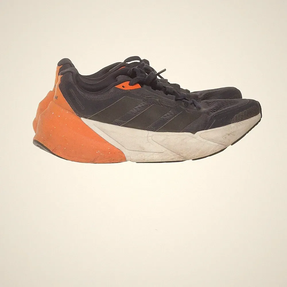 Adidas, Laufschuhe, Größe: 42 2/3, Schwarz/Weiß/Orange, Herren #6Pk
