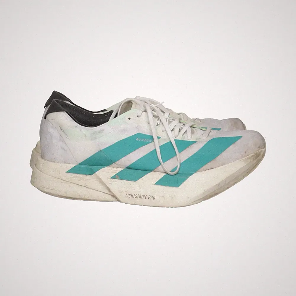 Adidas, Laufschuhe, Größe: 44 2/3, model: adizero, Weiß/Türkis, Herren #uUo
