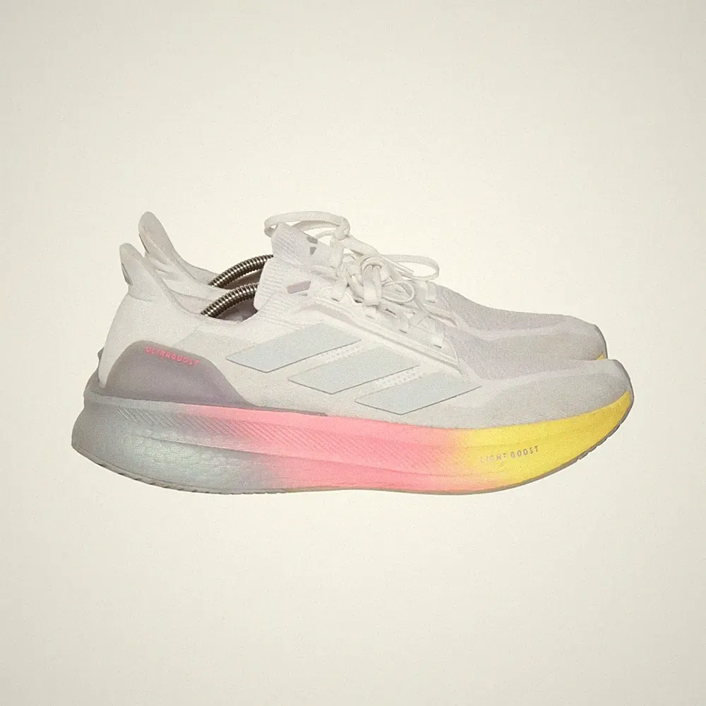 Adidas, Laufschuhe, Größe: 46 2/3, Weiß/Grau/Pink/Gelb, Herren #Hul