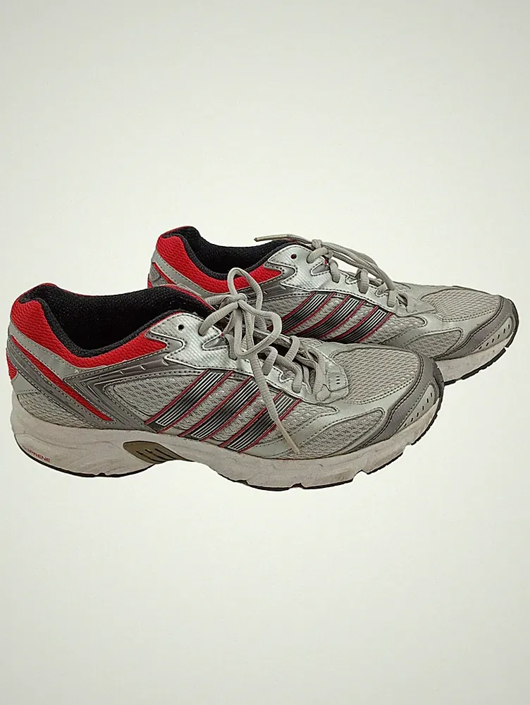 Adidas Laufschuhe Herren Gr. 42 2/3 Silber Rot Sportschuhe Sneaker