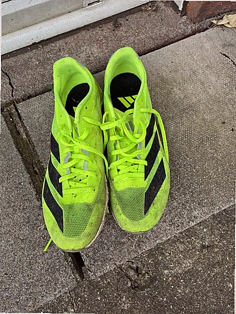 Adidas Laufspikes gelb Sprint Leichtathletik Bahnrennen Größe 7