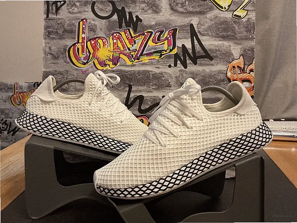 Adidas Originals Deerupt Runner Schuhe Herren UK10,5 weiß Strick Turnschuhe🔥Gym sehr guter Zustand