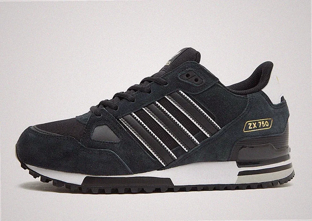Adidas Originals Herren ZX 750 Sneaker in Schwarz / Weiß / Gold Schuhe