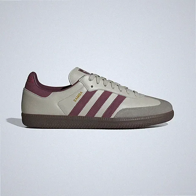 Adidas Originals Samba OG Schuhe in Putty Grey/Maroon/Gold Metallic