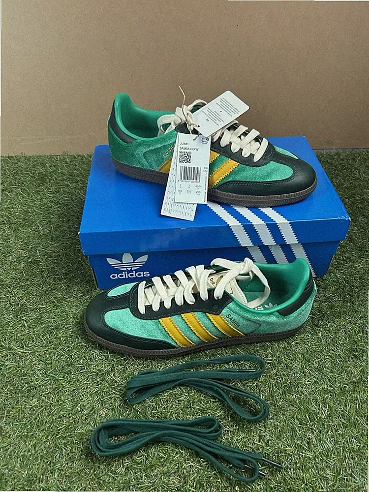 Adidas Samba OG Indoor W Green Yellow Gum Größe UK 7 Brandneu