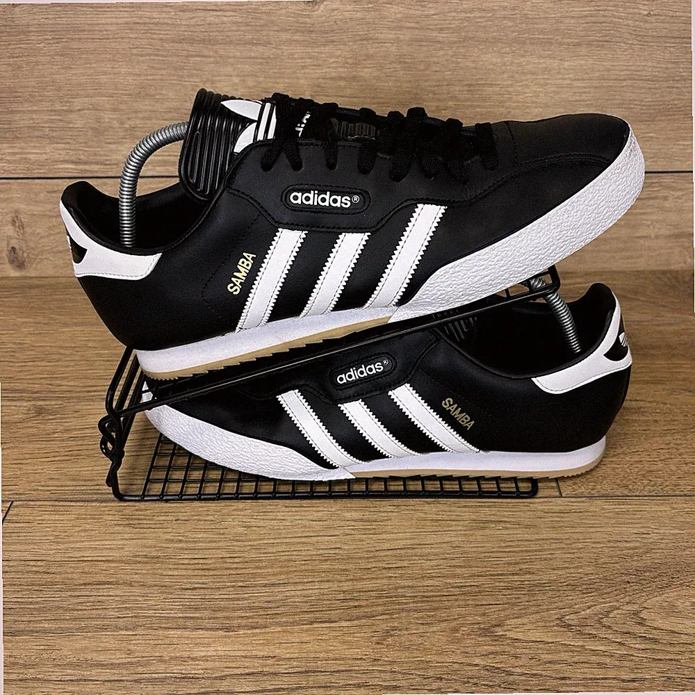 Adidas Samba Schuhe Herren Größe UK 12 Schwarz Weiß Leder Originals Turnschuhe 80er