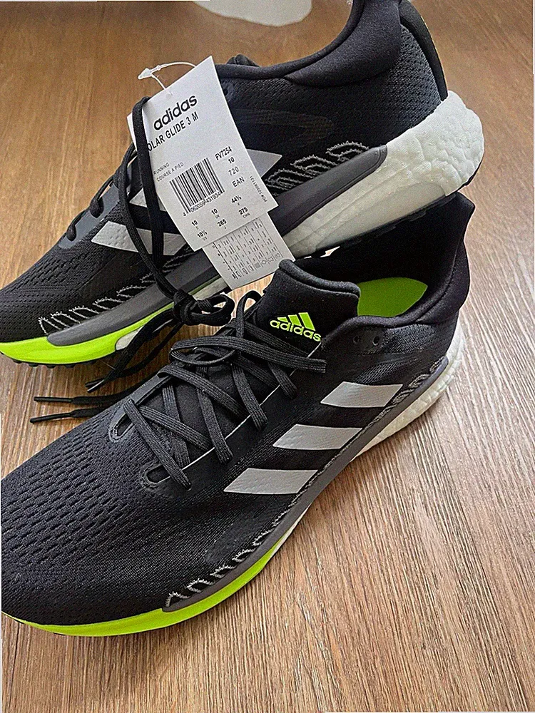 adidas Solar Glide 3 M Herren Laufschuhe schwarz/grün Mesh Schnürung FY7254 44⅔