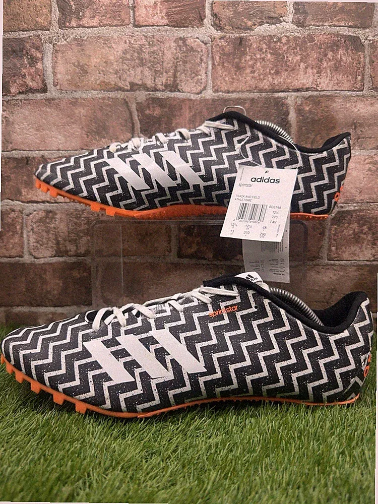 Adidas Sprintstar BB5748 Herren UK 12,5 schwarz weiß Chevron Leichtathletik Spikes