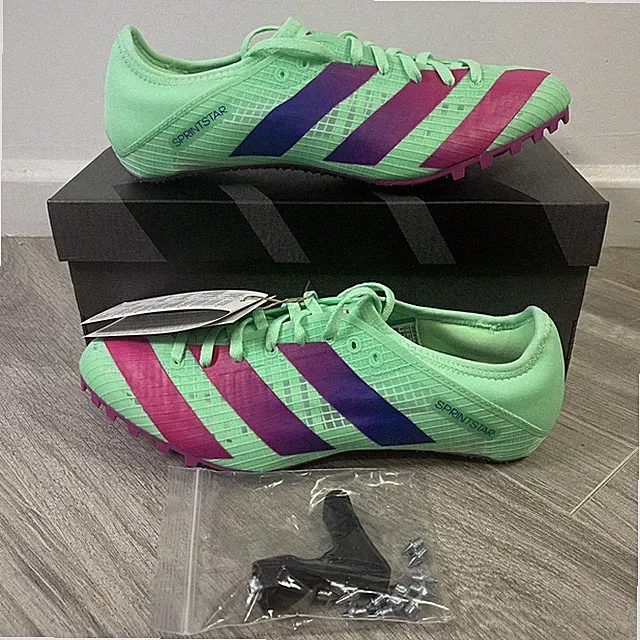 Adidas Sprintstar Laufspikes Leichtathletik/Feld - Grün/Lila - Brandneu - Uk 8,5