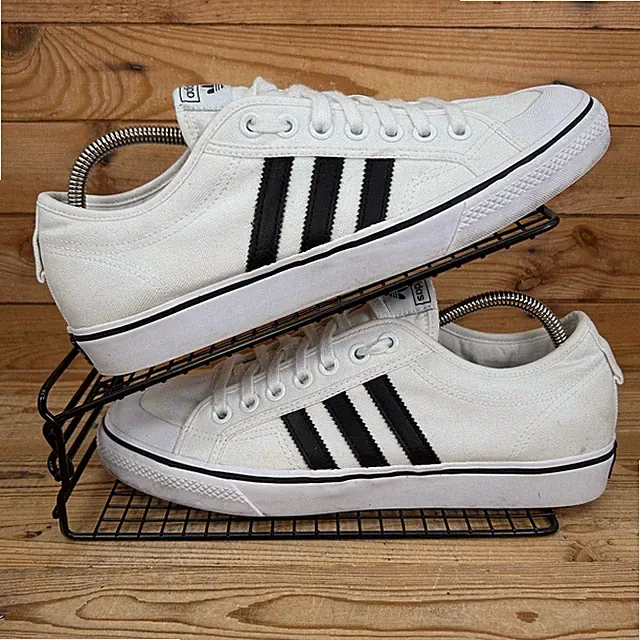 Adidas Turnschuhe Herren Größe UK 10,5 Nizza weiß schwarz Canvas Originals Schuhe OG
