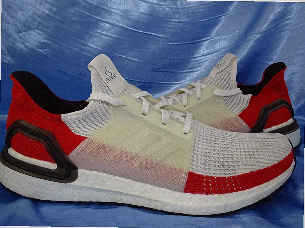 ADIDAS ULTRA BOOST 19 LAUFSCHUHE HERREN GR 47 1/3 SCHUHE WEIß ROT SNEAKER D79