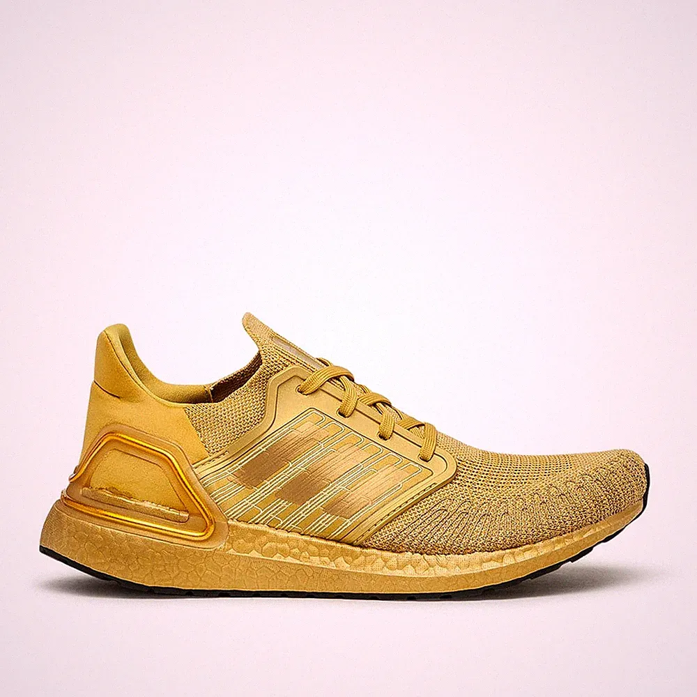 Adidas Ultraboost 20 Laufschuhe Größe 8,5 Gold UVP 160 £ Brandneu EG1343