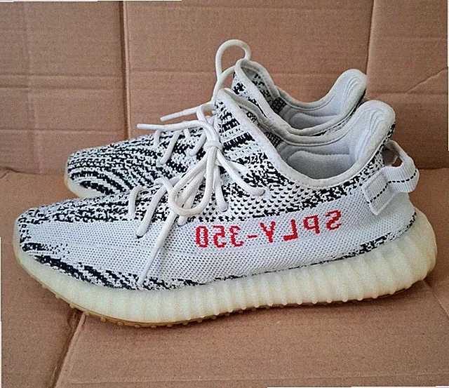 Adidas Yeezy Boost 350 V2 Zebra Herren UK 9,5 Weiß Schwarz Rot CP9654 Sneaker Schuhe
