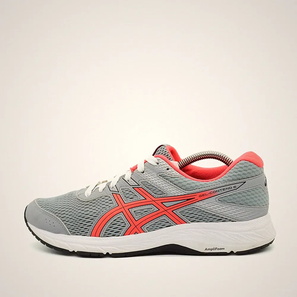 ASICS Damen GEL-CONTEND 6 Sneaker Grau/Rosa Synthetik Low-Top Laufschuhe EU 40.5