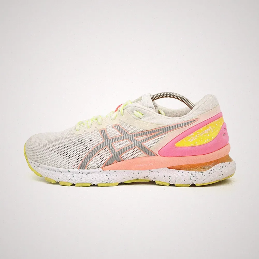 ASICS Damen Gel-Nimbus 23 Sneaker Weiß Pink Gelb Grau Leicht Laufschuhe EU 41.5