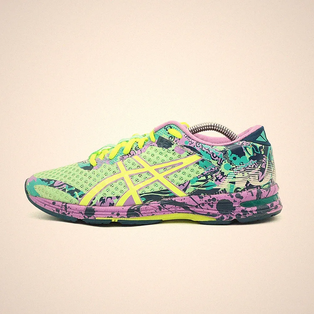 ASICS Damen Noosa Tri 9 Sneaker Lila/Neongelb/Türkis Gel Laufschuhe EU 39