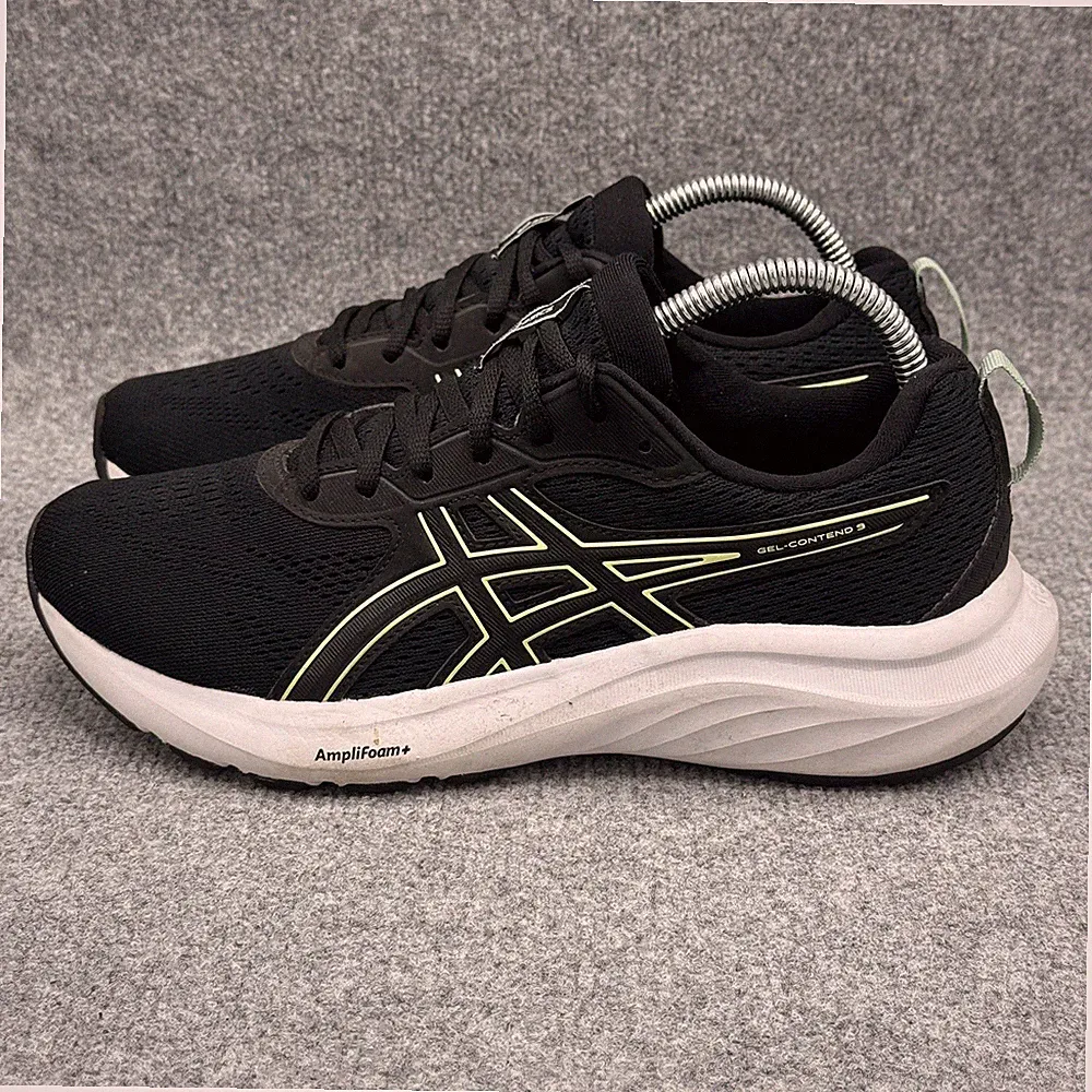 Asics Gel Contend 9 Schwarz Neon streifen Gr 40 US 8.5 Laufschuhe Top Zustand