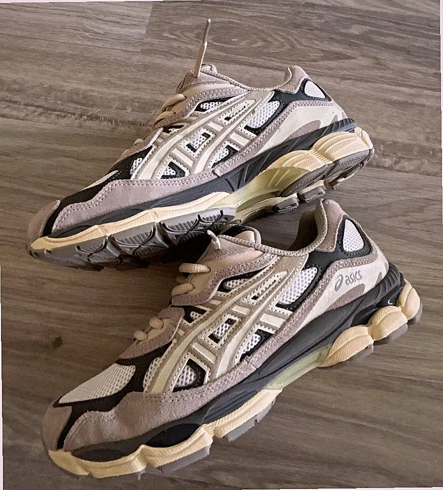 ASICS GEL Herren Laufschuh Sneaker Grau/Beige/Schwarz Mesh EU 39,5