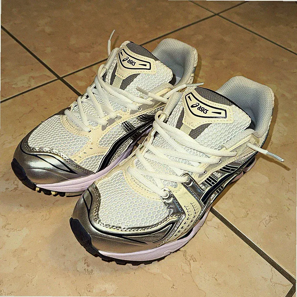 ASICS GEL-Kayano 14 Herren Laufschuhe Sneaker Mesh Weiß/Silber/Schwarz US 11