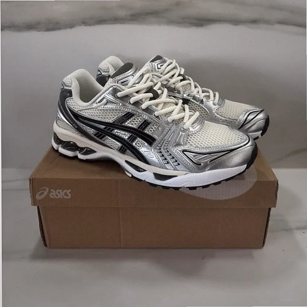 ASICS GEL-Kayano 14 Herren Laufschuhe Sneaker Silber Weiß Schwarz Mesh