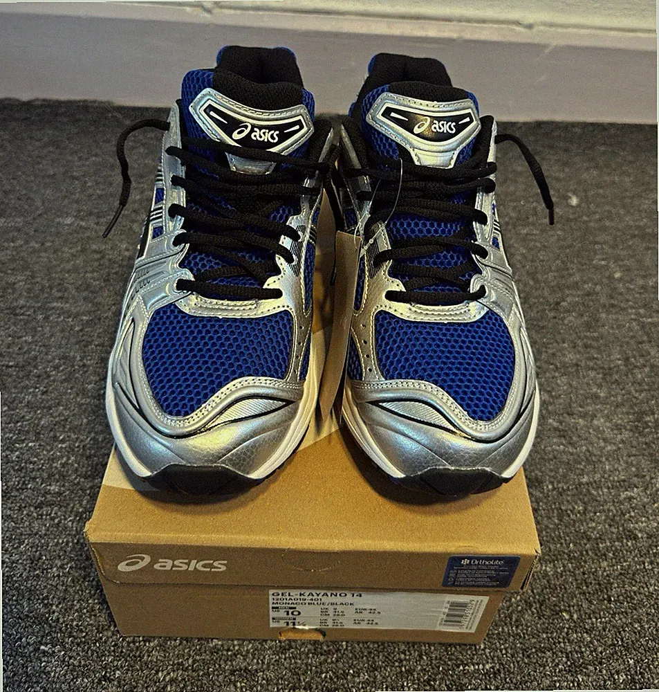 ASICS GEL-Kayano 14 Herren Sneaker Laufschuhe Mesh blau silber schwarz