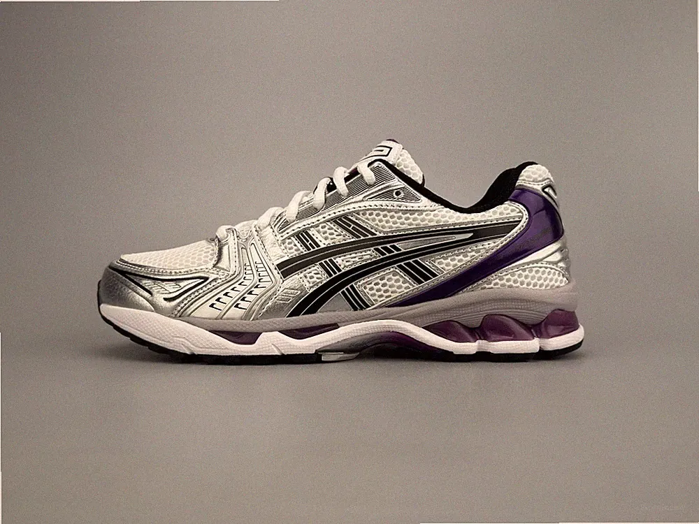 ASICS Gel-Kayano 14 Weiß Silber Lila Retro Laufschuhe Unisex Freizeitschuhe