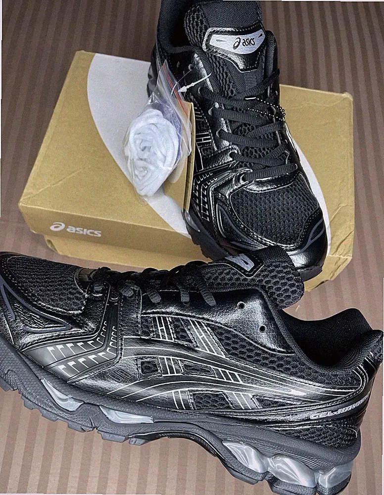 ASICS GEL-kayano14 Herren Laufschuhe Sneaker schwarz/silber Mesh Schnürung