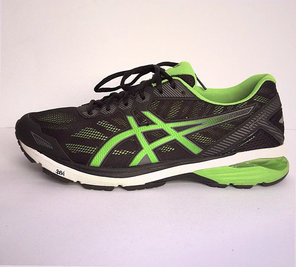 ASICS GT-1000 Herren Laufschuhe Gr. 47 – Schwarz/Grün – 30 cm - Nahezu Neuwertig