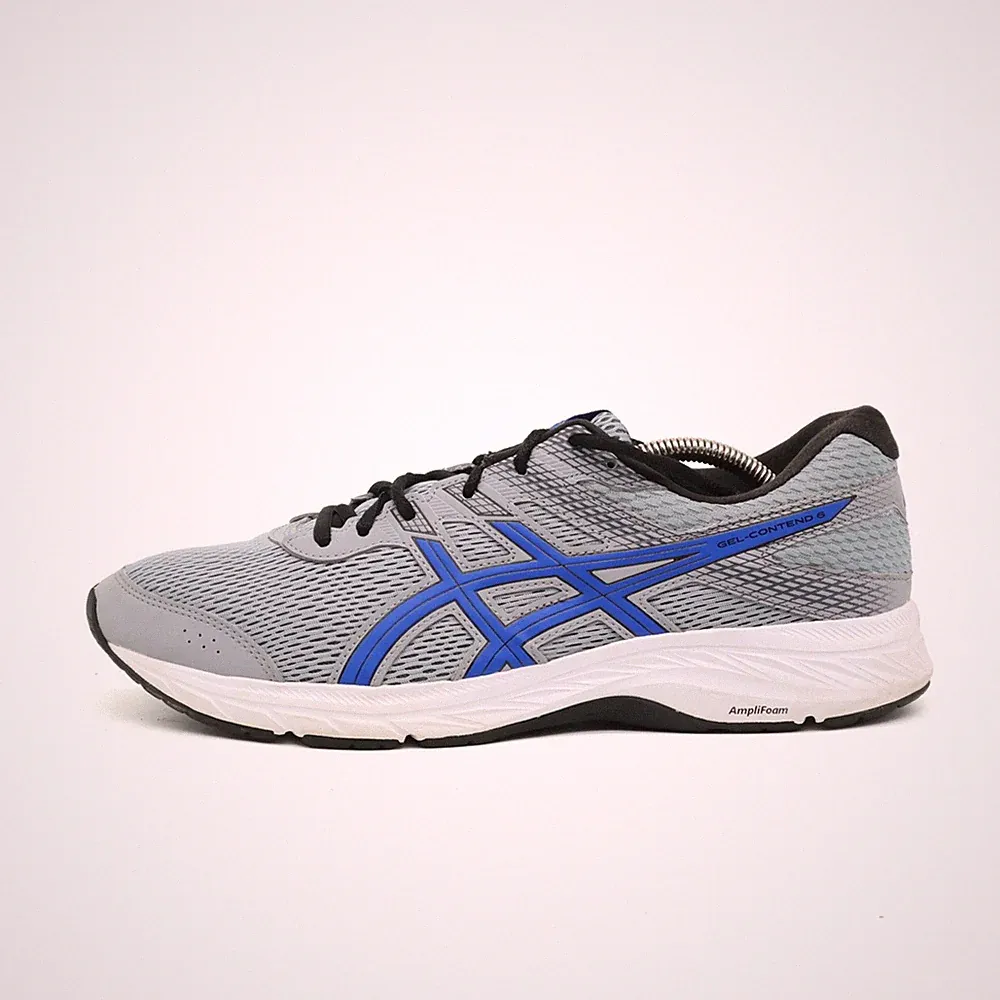 ASICS Herren GEL-Contend 6 Sneaker Grau/Blau Synthetische Bequem Laufschuh EU 44