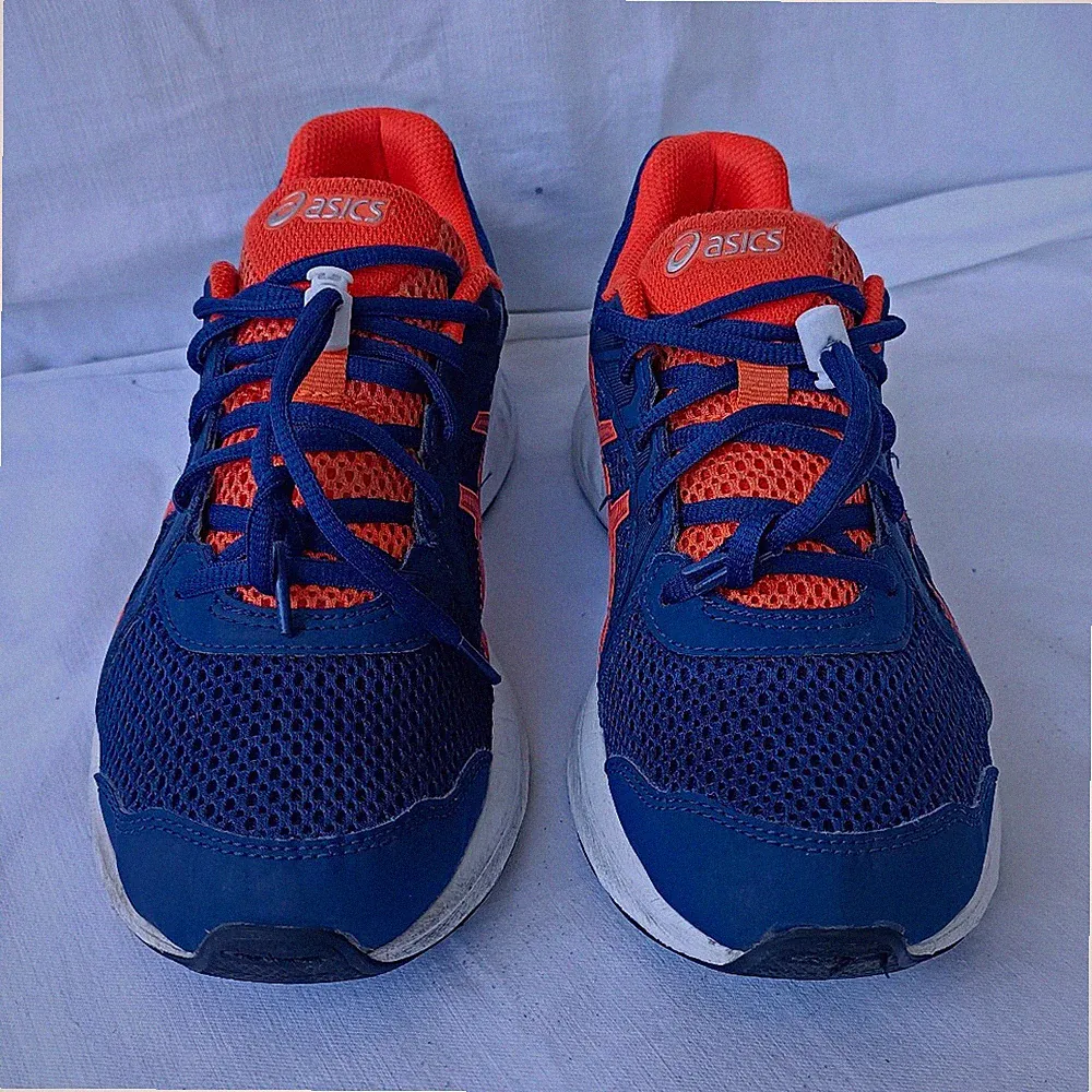 ASICS Herren Laufschuhe Sneaker blau/orange EU 40 US 7 atmungsaktiv 1014A035