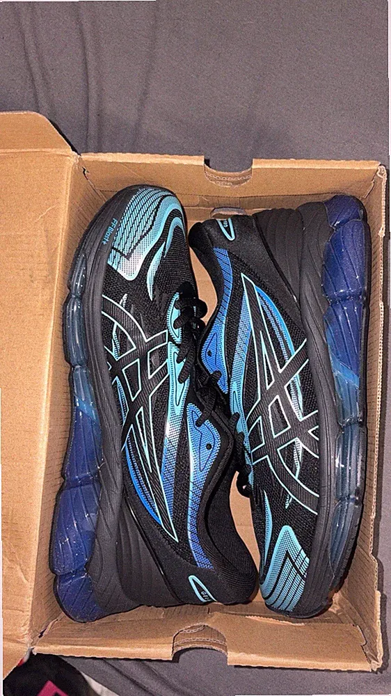 ASICS Herren Laufschuhe Sneaker Schwarz/Blau Low Top Schnürung Synthetik