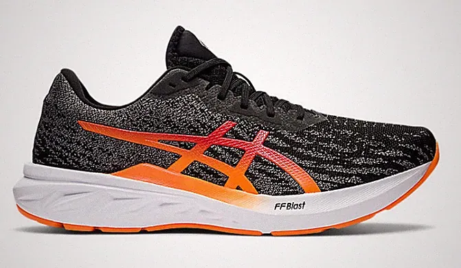 Asics Herren schwarz & orange Dynablast 2 Laufschuhe UK 9,5 BRANDNEU Ref 786