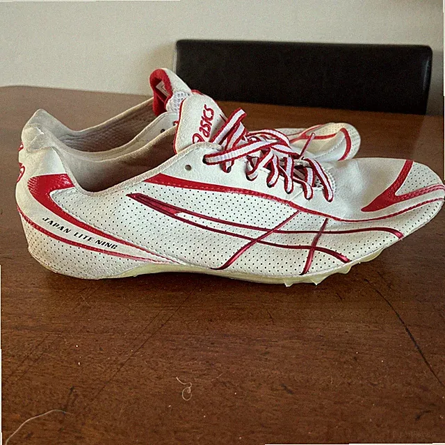 Asics Japan Light-ning rot weiß Bahn Sprint Schuhe Spikes UK 7,5