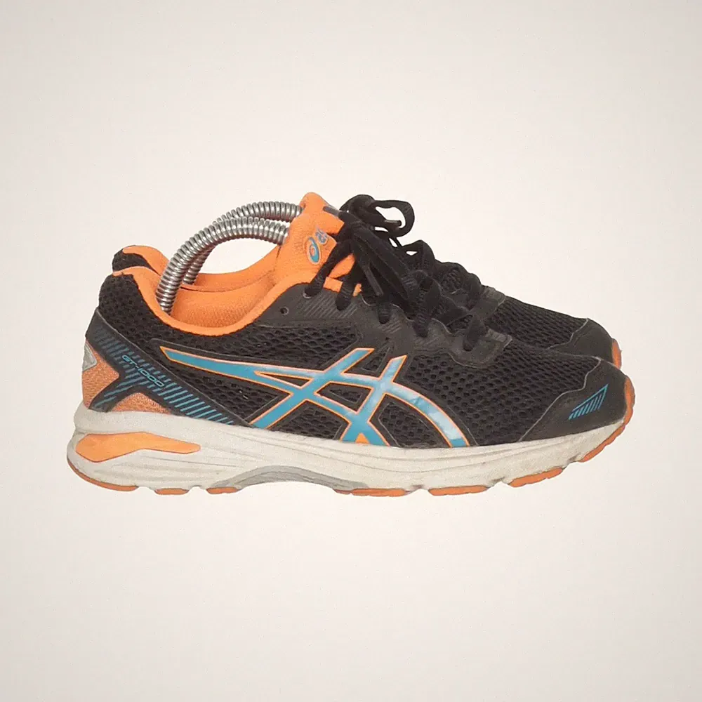 Asics, Laufschuhe, Größe: 35 1/2, Schwarz/Blau/Orange, Herren #kG2