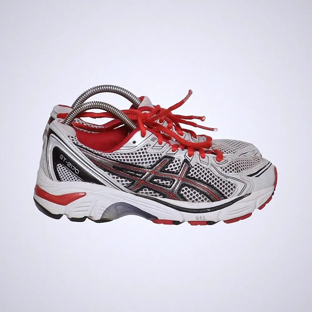 Asics, Laufschuhe, Größe: 36, Lederimitat/Polyester, Weiß/Rot/Schwarz #LZ3