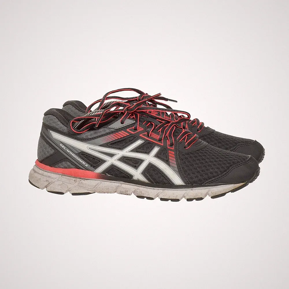 Asics, Laufschuhe, Größe: 38, Lederimitat, Grau/Rot/Weiß, Herren #KjI