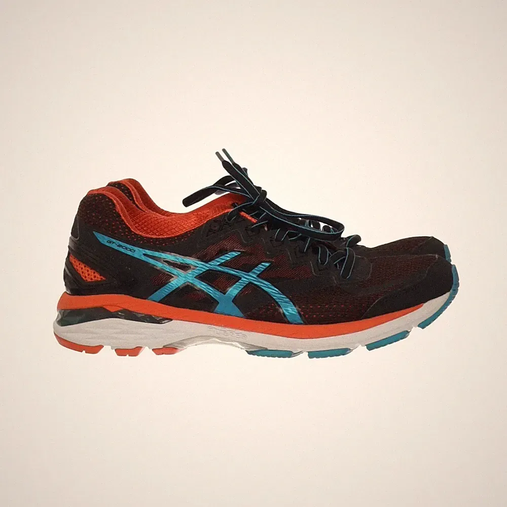 Asics, Laufschuhe, Größe: 40, Lederimitat, Schwarz/Blau/Orange, Herren #5tu
