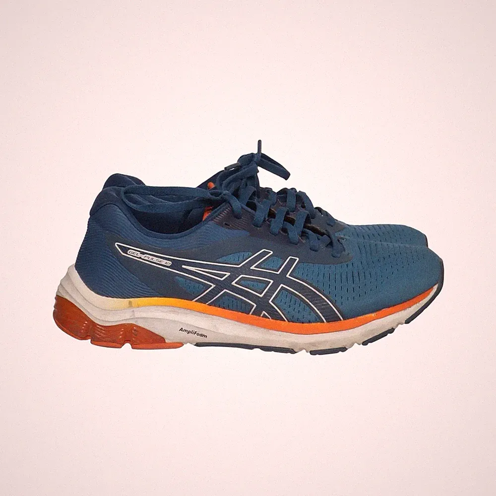Asics, Laufschuhe, Größe: 41 1/2, Blau/Weiß/Orange, Herren #Ejk