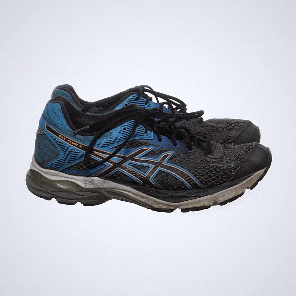 Asics, Laufschuhe, Größe: 42 1/2, Leder, Blau/Schwarz, Herren #7Nb