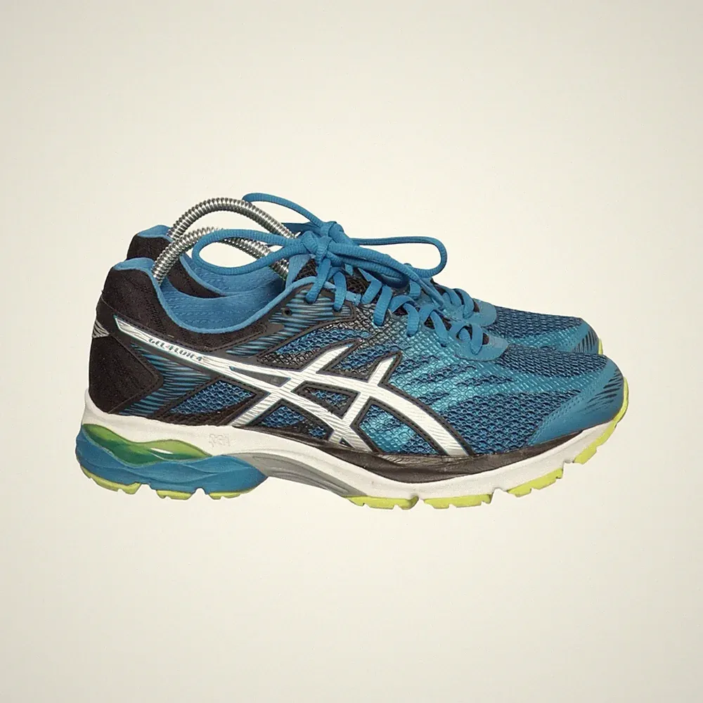 Asics, Laufschuhe, Größe: 42, Leder, Blau/Schwarz/Weiß, Herren #QPf